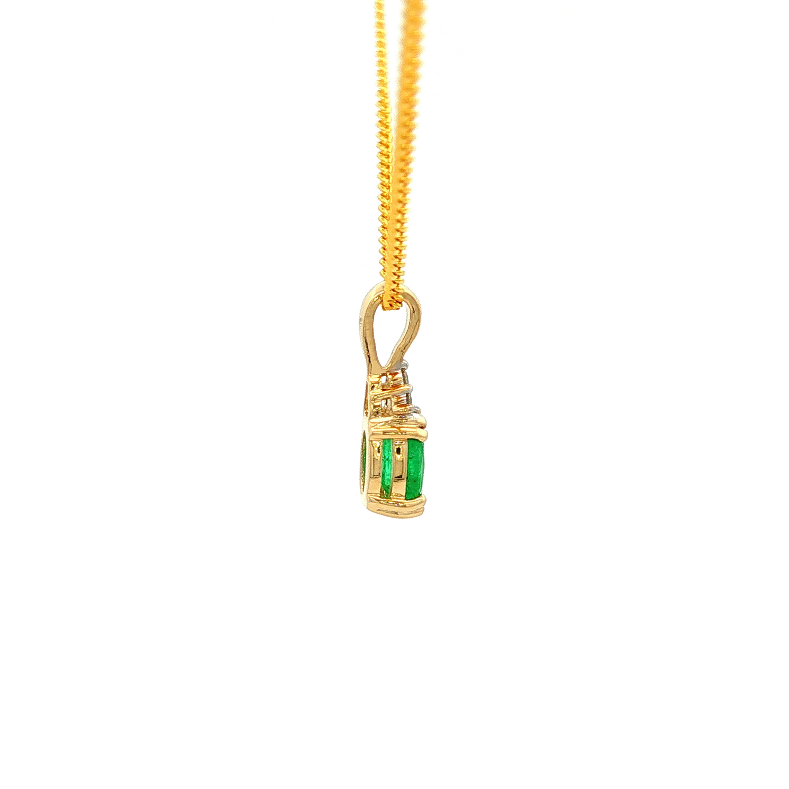 Emerald and Diamond Pendant in Yellow Gold