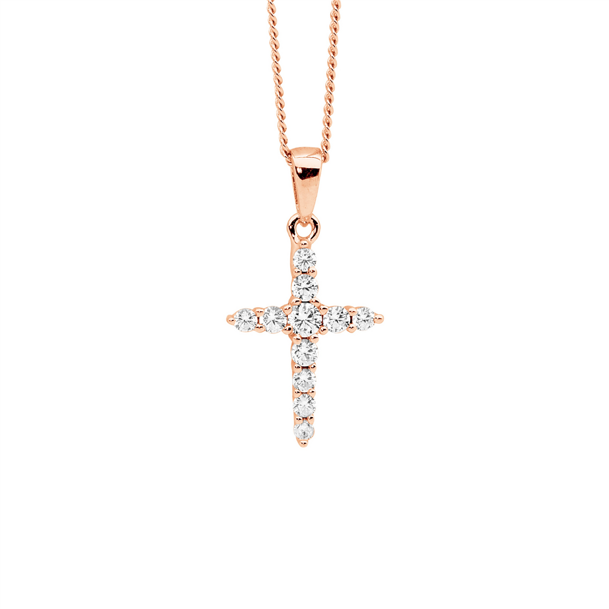 Ellani Plated Cross Pendant - Sterling Silver Cubic Zirconia