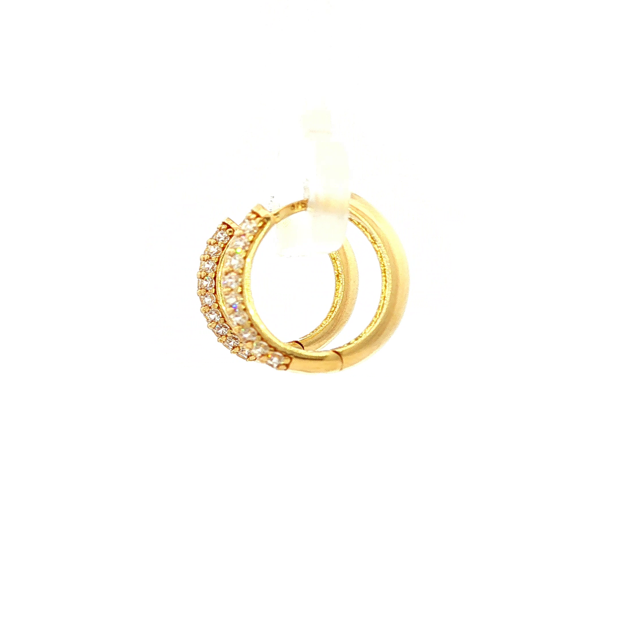 9ct YG Hoop Earrings with CZ 2.2gm