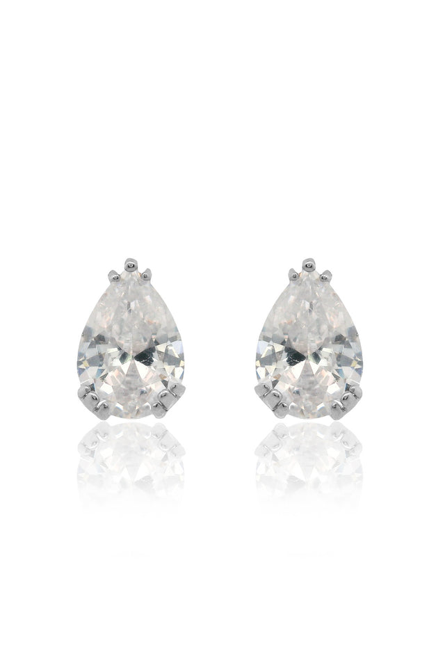 GEORGINI ELEGANT ESSENTIALS 7MM PEAR CUT HIDDEN HALO STUD SILVER
