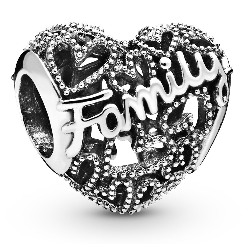 Family Heart Silver Charm