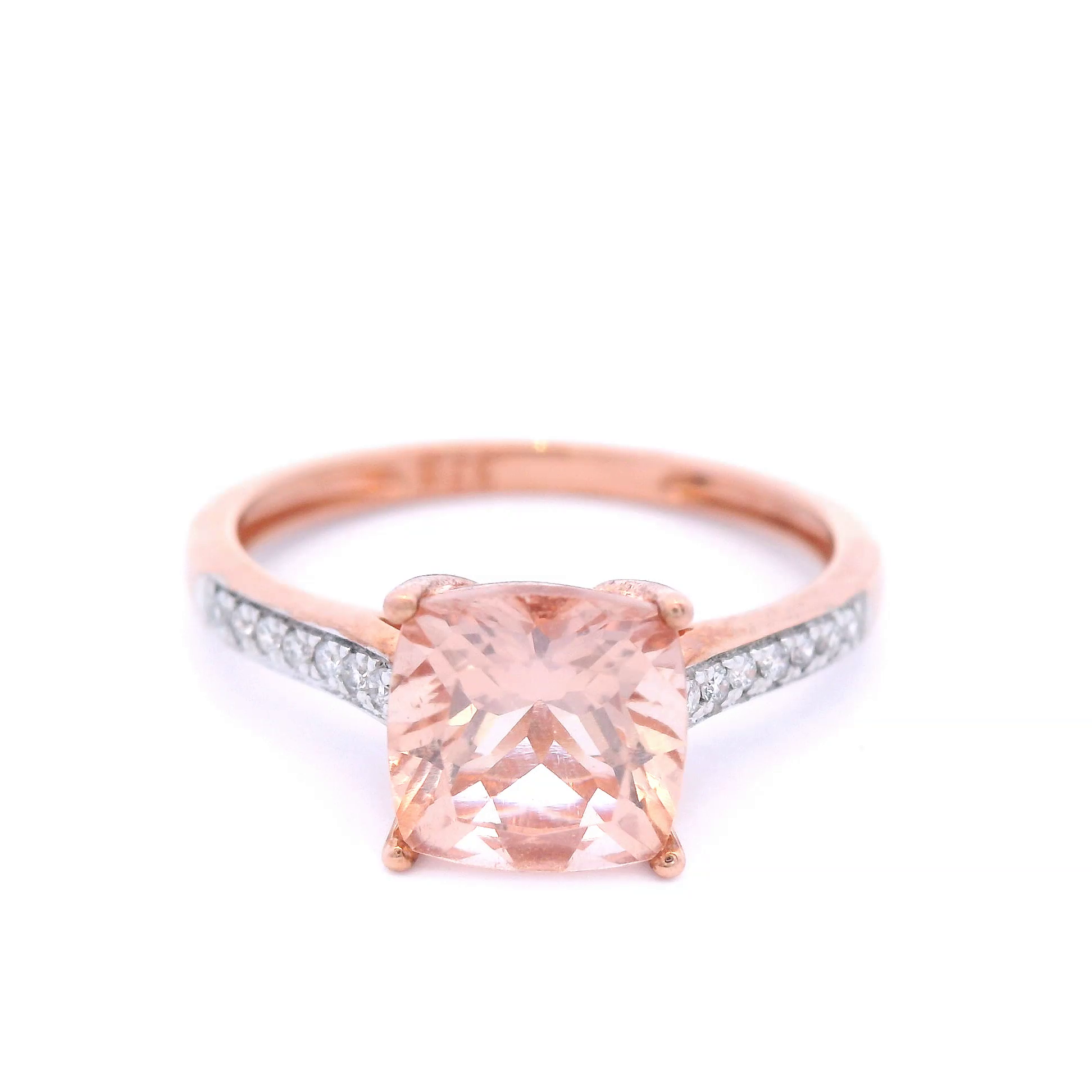 9 Carat Rose Gold Dress Ring Morganite and Diamond Ring