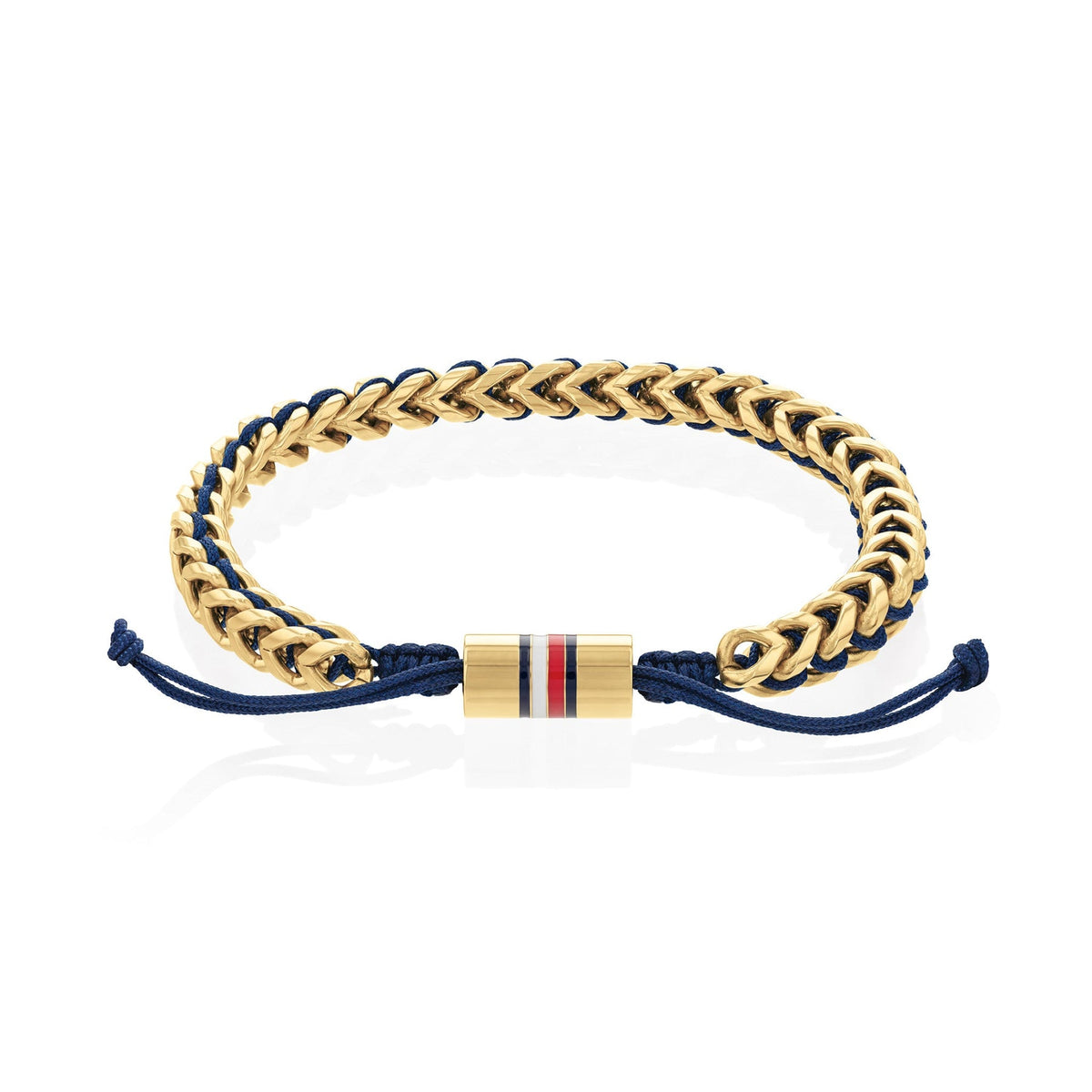 Tommy Hilfiger Jewellery Gold Steel &amp; Navy Nylon Cord Men&#39;s Rope Bracelet