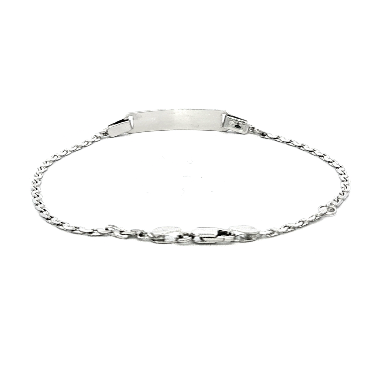 Diamond Cut Curb Bracelet in White Gold