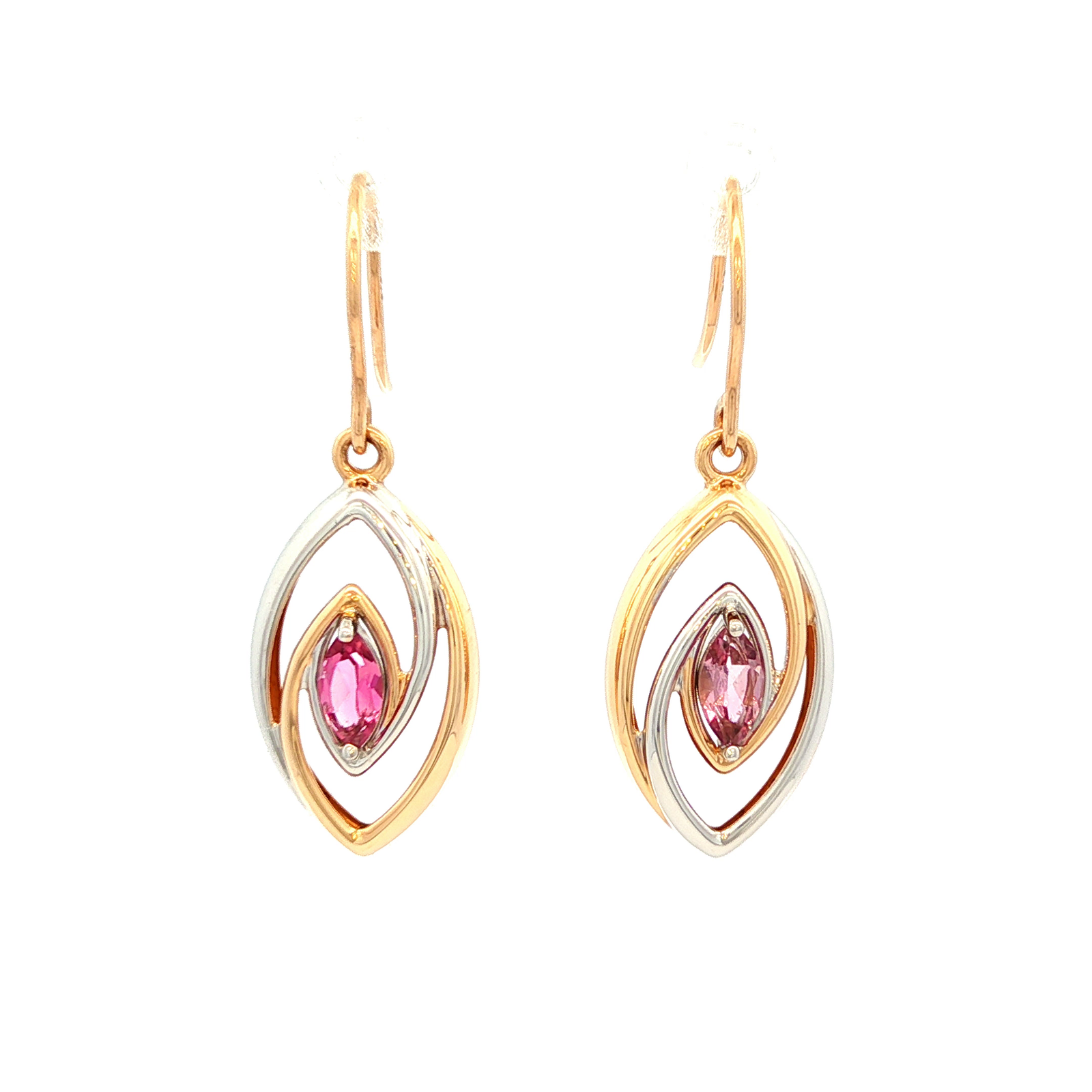 Pink Tourmaline Earring in Yellow Gold