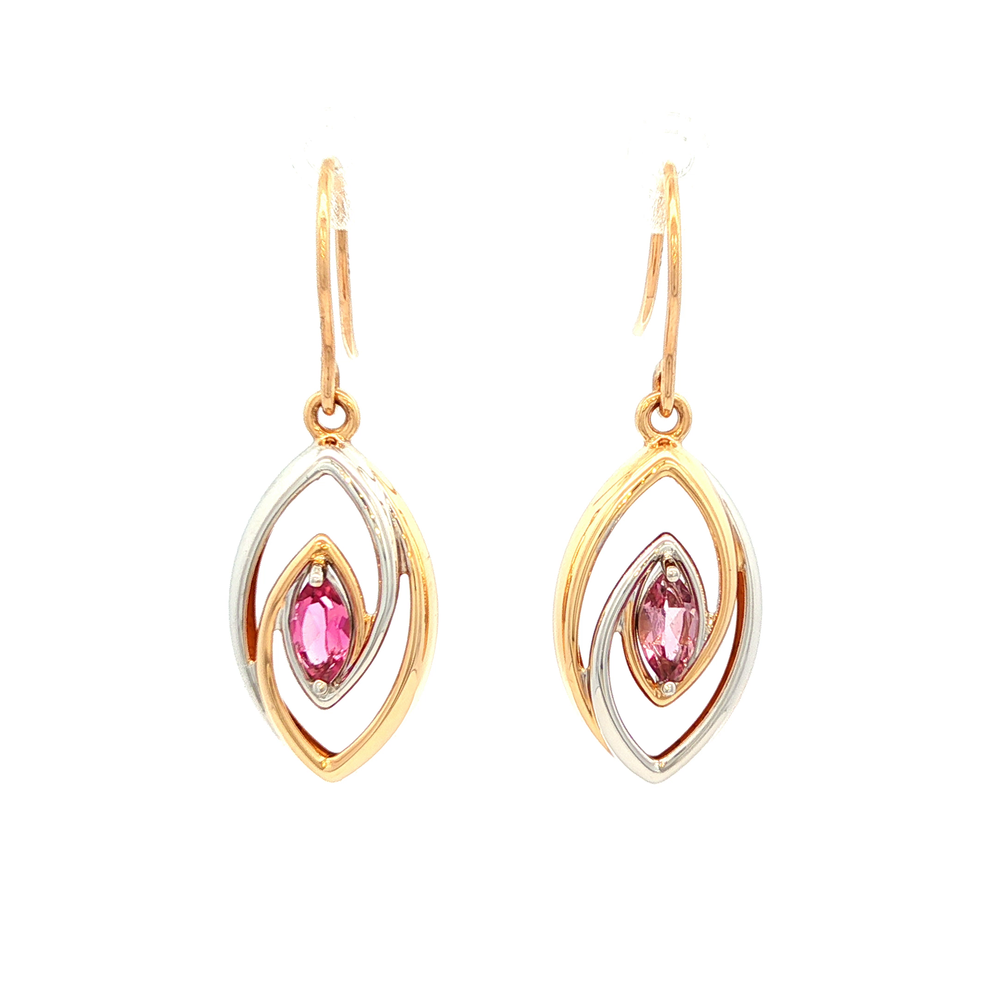 Pink Tourmaline Earring in Yellow Gold