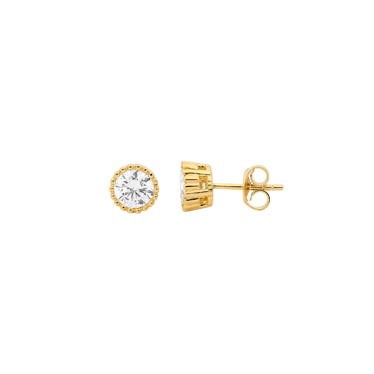 Ellani 4mm Crown Set Earrings with Gold Plating