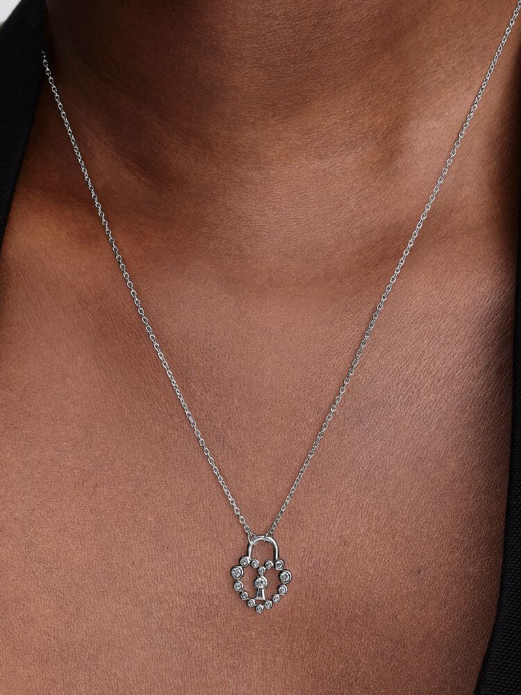 Pandora Sparkling Heart Padlock Pendant Necklace