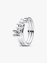 MUM sterling silver splittable ring with clear cubic zirconia