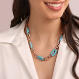 Bronzallure Variegata Green Agate Link Necklace