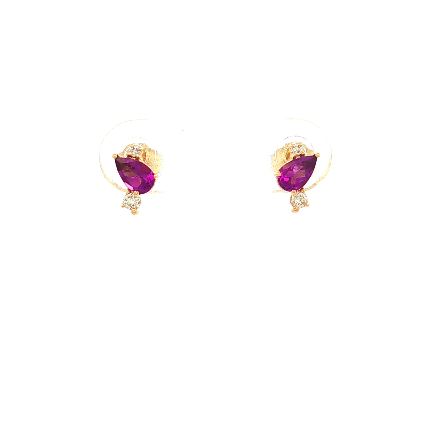 Pear Amethyst Earrings in Yellow Gold