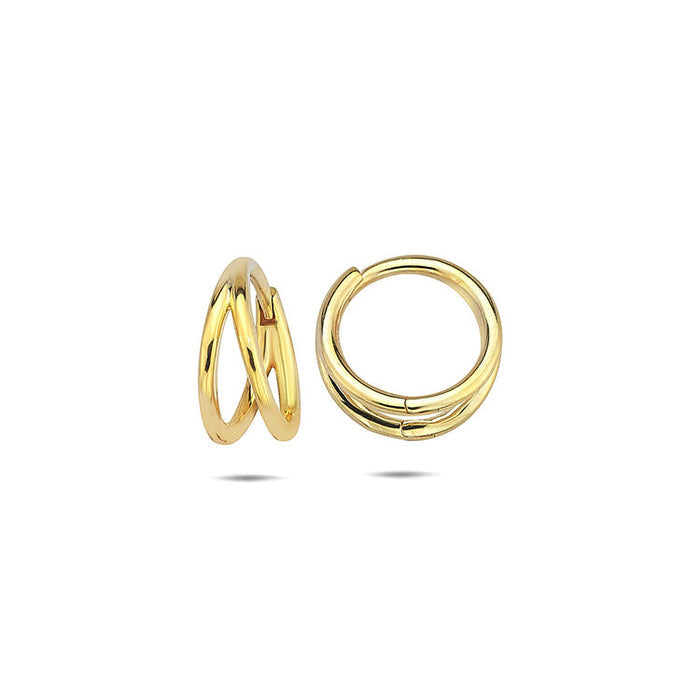 Gold Split Huggie Earrings in Yellow Gold