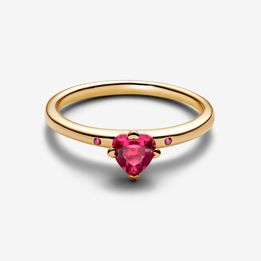 Heart 14k gold-plated ring with cherries jubilee red crystal
