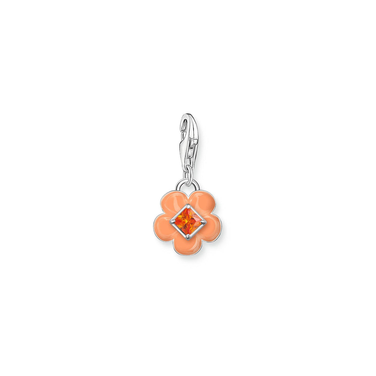 Thomas Sabo Charmista Orange Enamel CZ Flower Charm