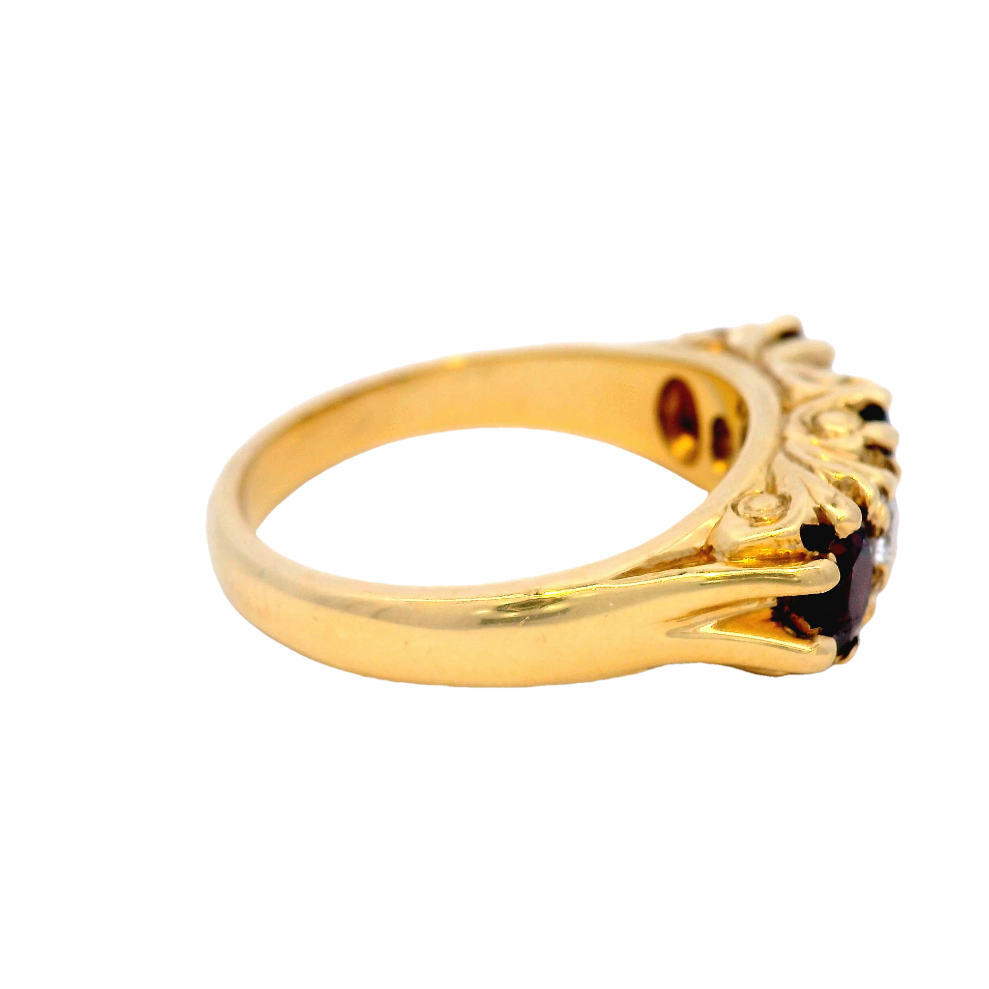 Diamond and Ruby Dress Ring in Yellow Gold