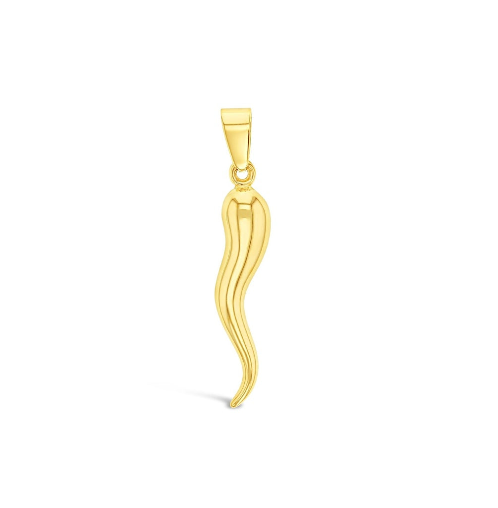 Horn Chilli Pendant in Yellow Gold