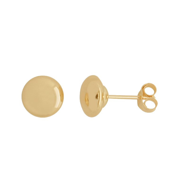 Yellow Gold 6mm Flat Ball Stud Earrings