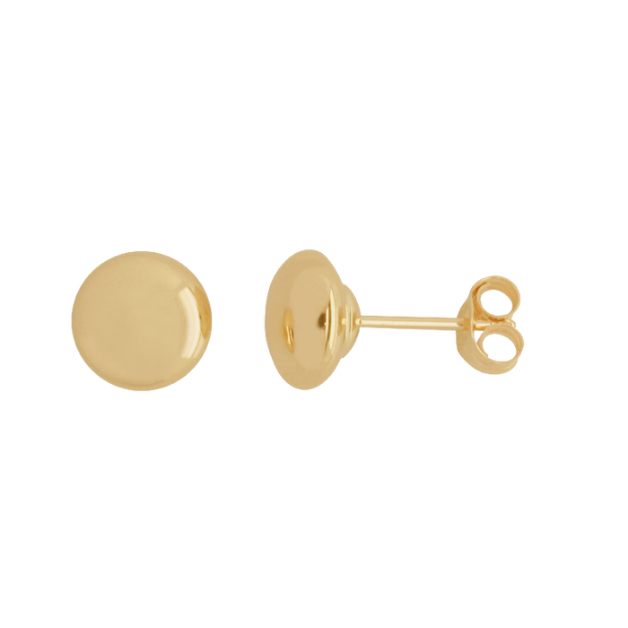Yellow Gold 6mm Flat Ball Stud Earrings