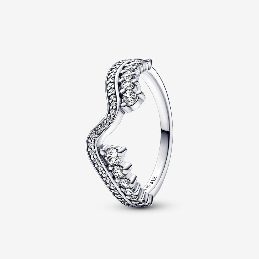 Pandora FINAL SALE - Sparkling Asymmetric Wave Ring