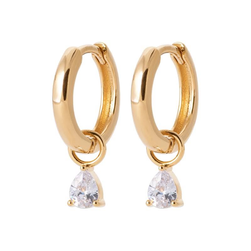 Pear Drop Hoop Earrings in Yellow Gold