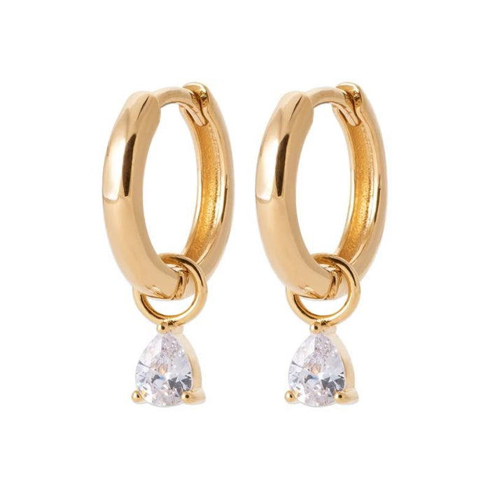Pear Drop Hoop Earrings in Yellow Gold