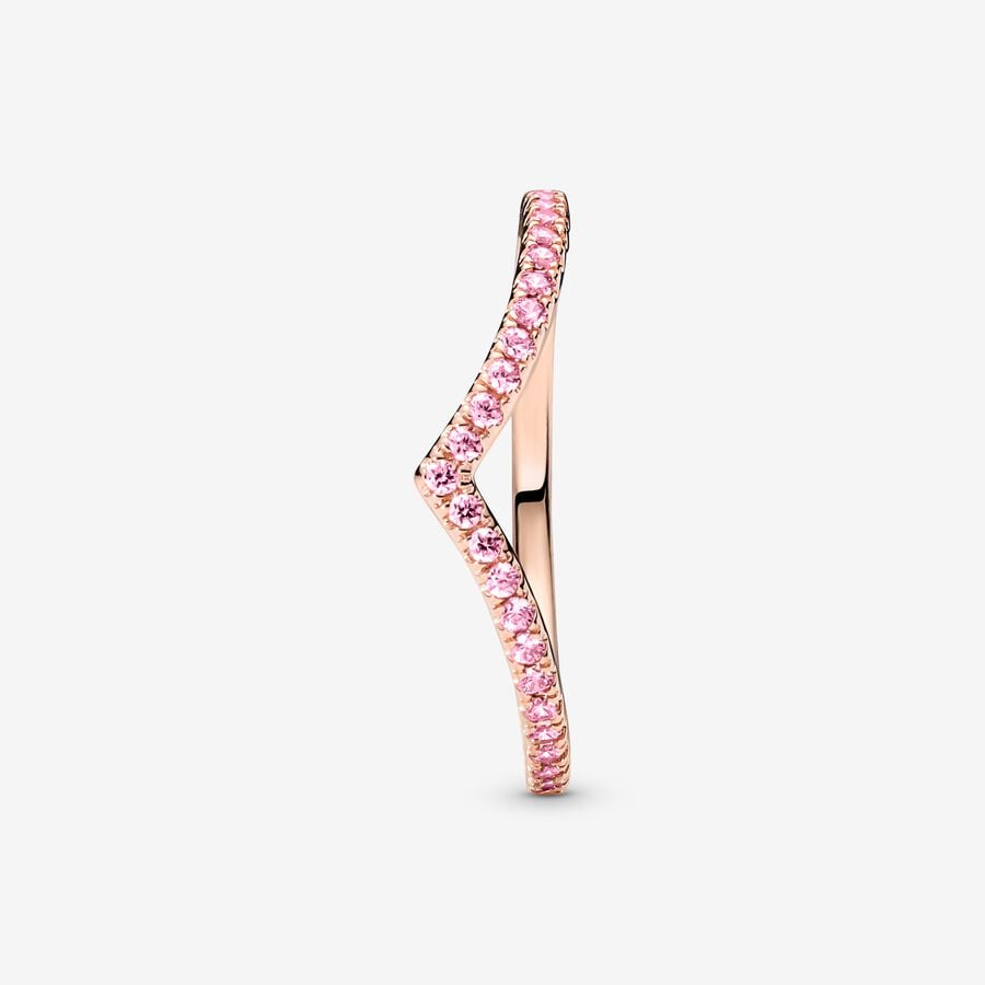 Wishbone 14k rose gold-plated ring with fancy fairy tale pink cubic zirconia