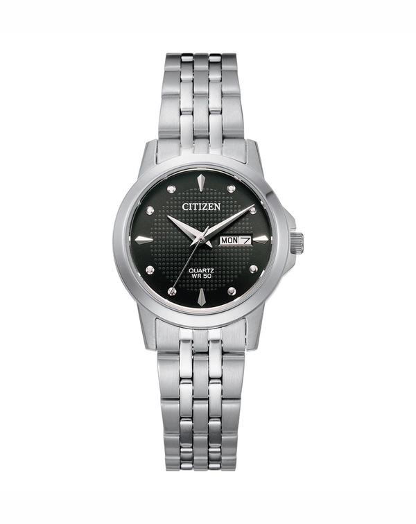 Ladies Citizen Silver Bracelet Watch with Black Dial