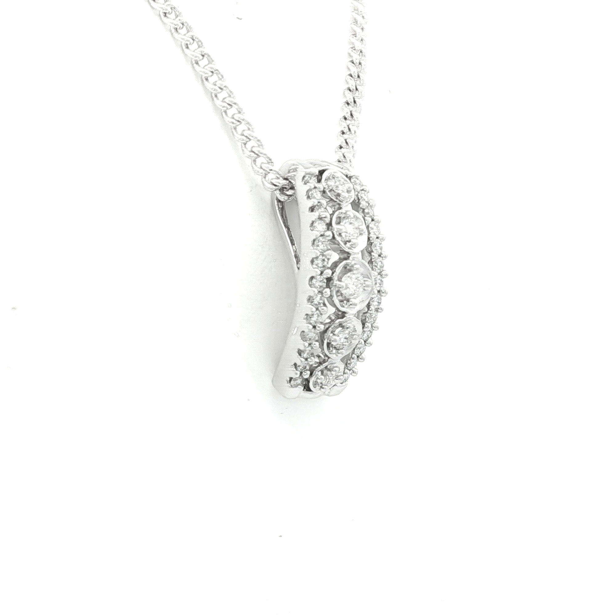 Art Deco Style Diamond Pendant in White Gold