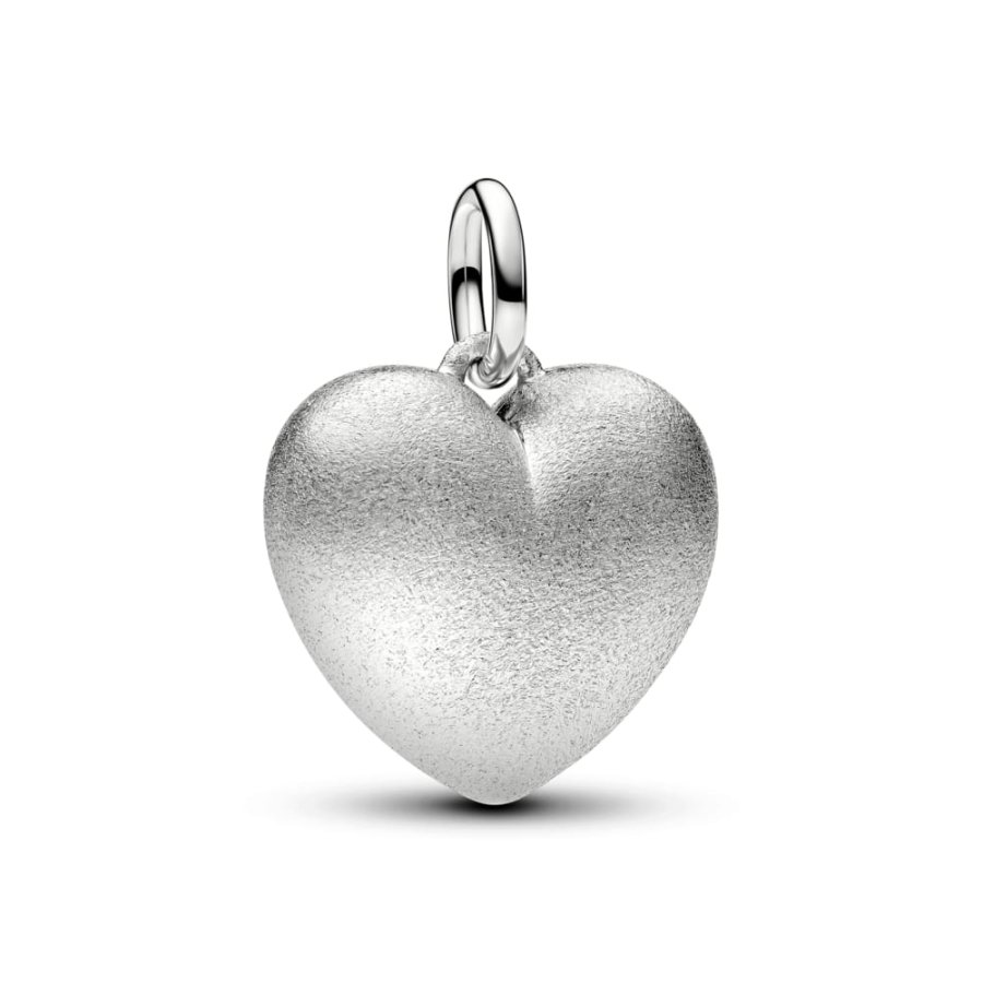 Pandora Matte Puffy Heart Platinum-Plated Dangle