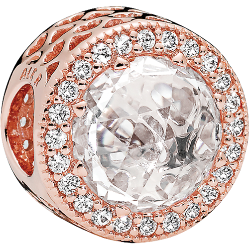 14k Rose gold-plated charm with clear cubic zirconia