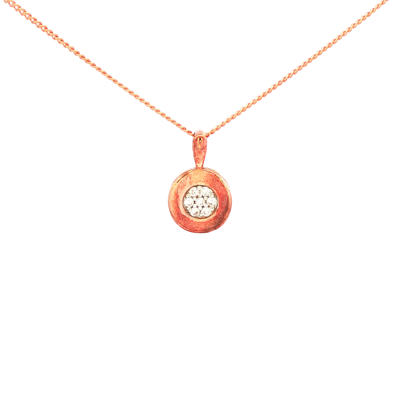 Circle Diamond Pendant Set in 9 Carat Rose Gold