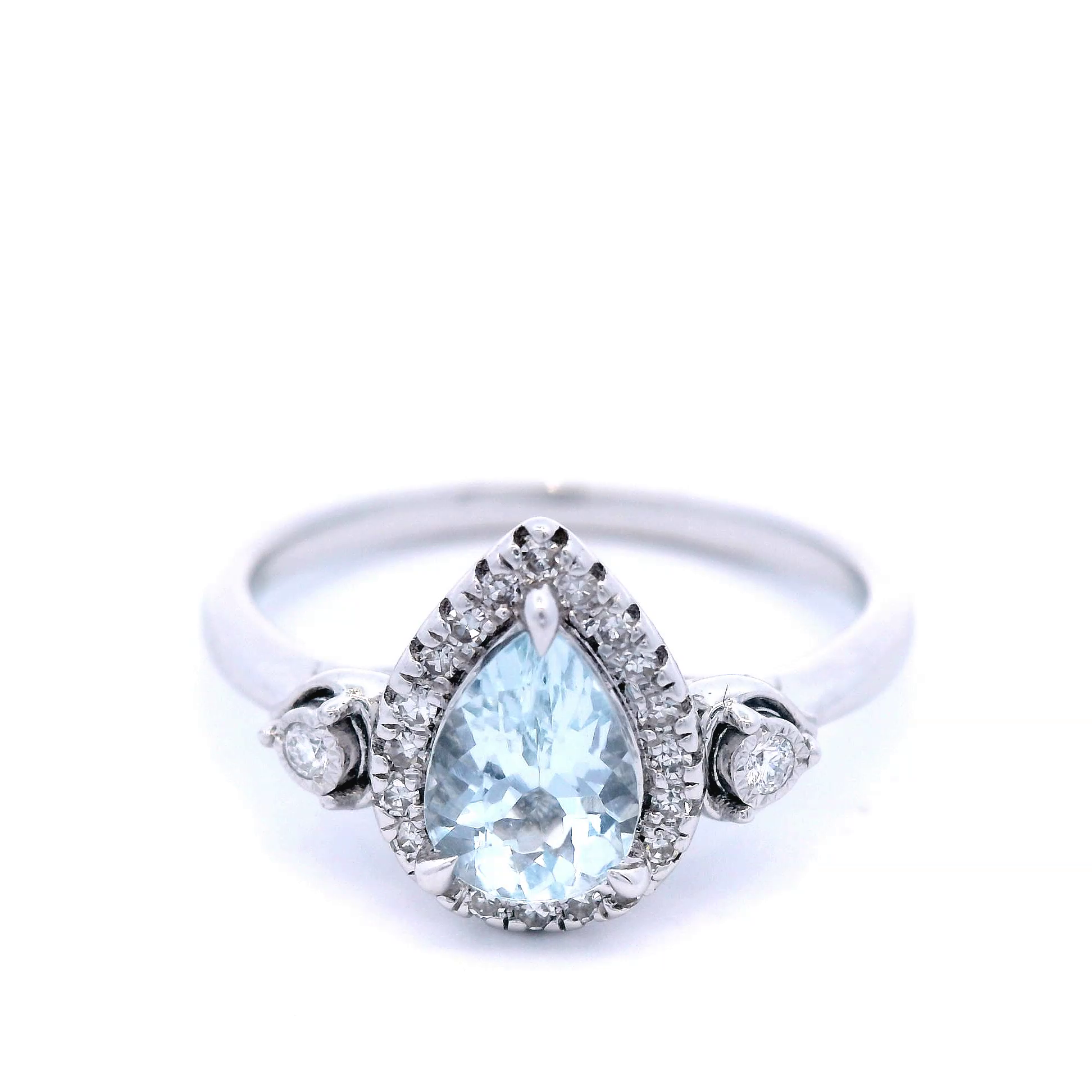 White Gold Aquamarine and Diamond Ring