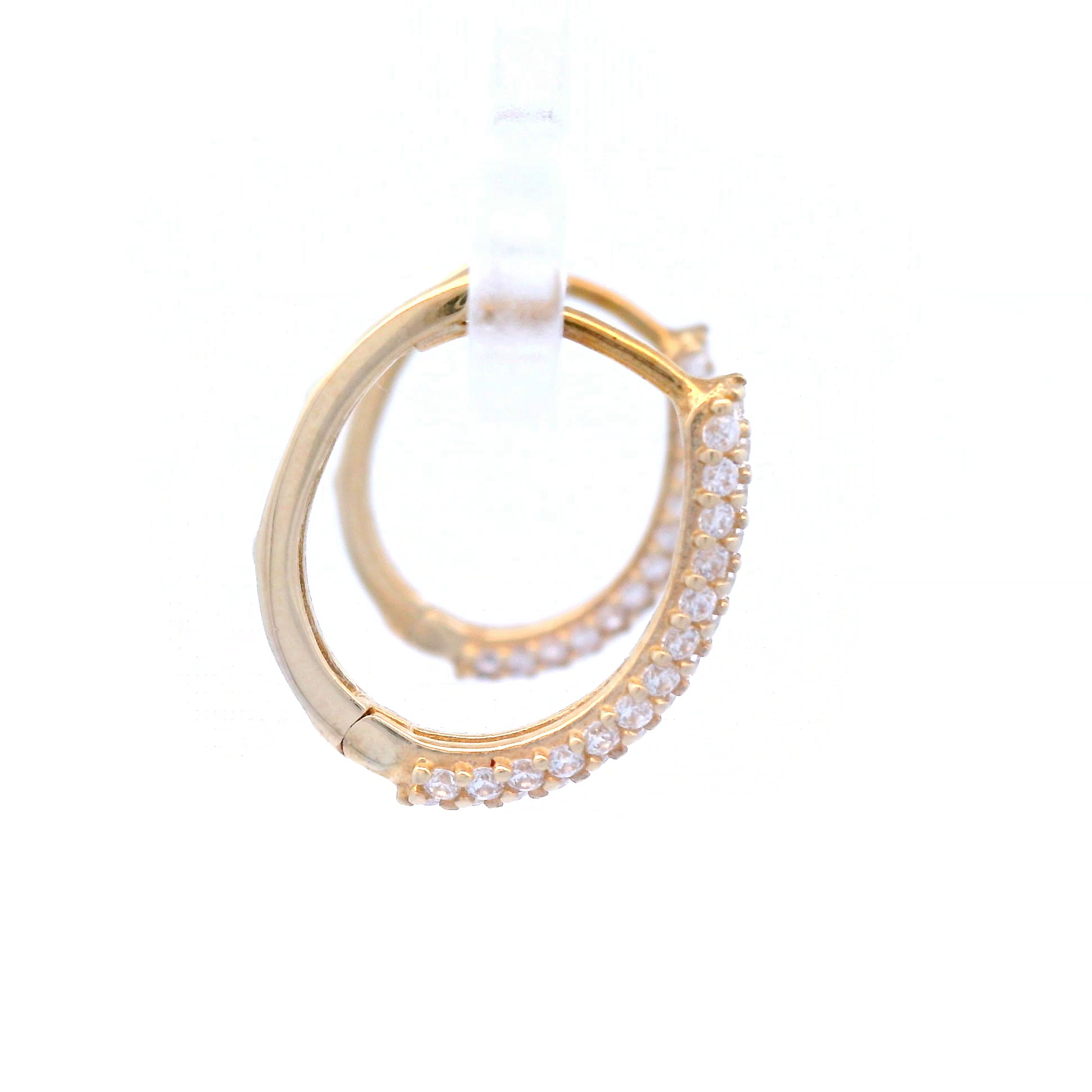 U-Shaped Cubic Zirconia Set Hoops in Yellow Gold