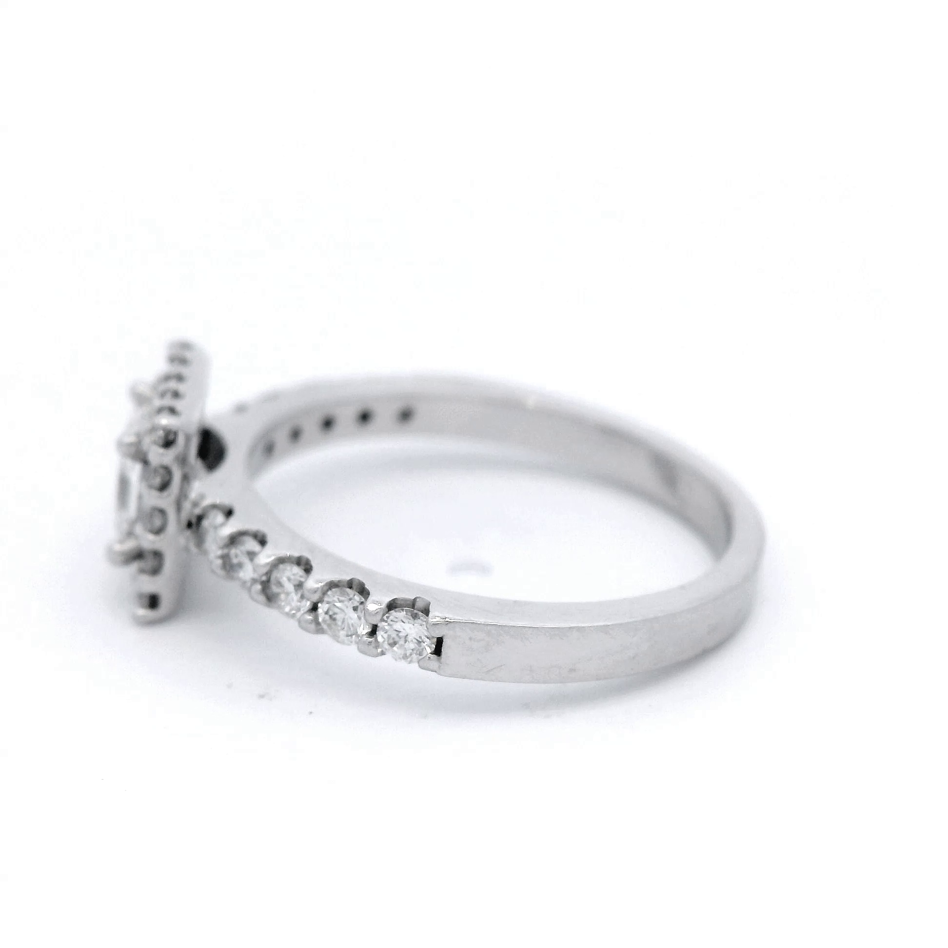 Square Shaped Diamond with Shoulder Set in White Gold