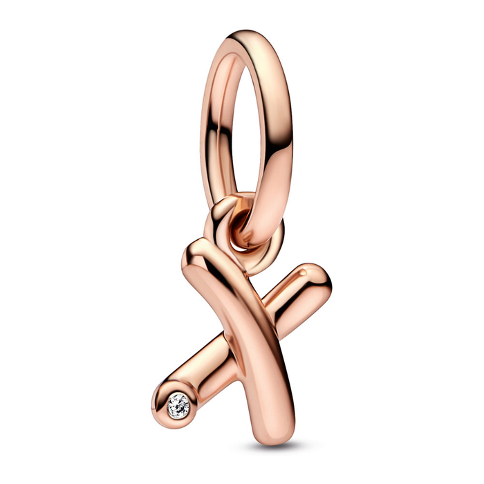 Letter x 14k rose gold-plated dangle with clear cubic zirconia
