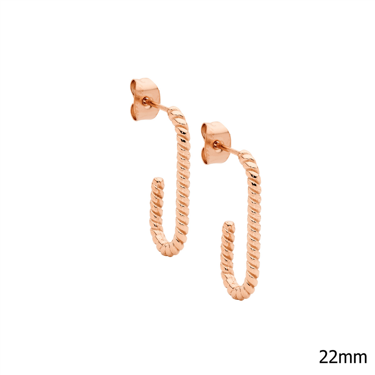 Ellani Stainless Steel 22mm Twist Hoop Earrings