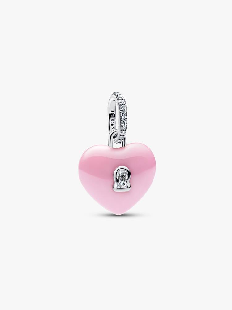 Pandora Pink Ceramic Heart Padlock Dangle Charm