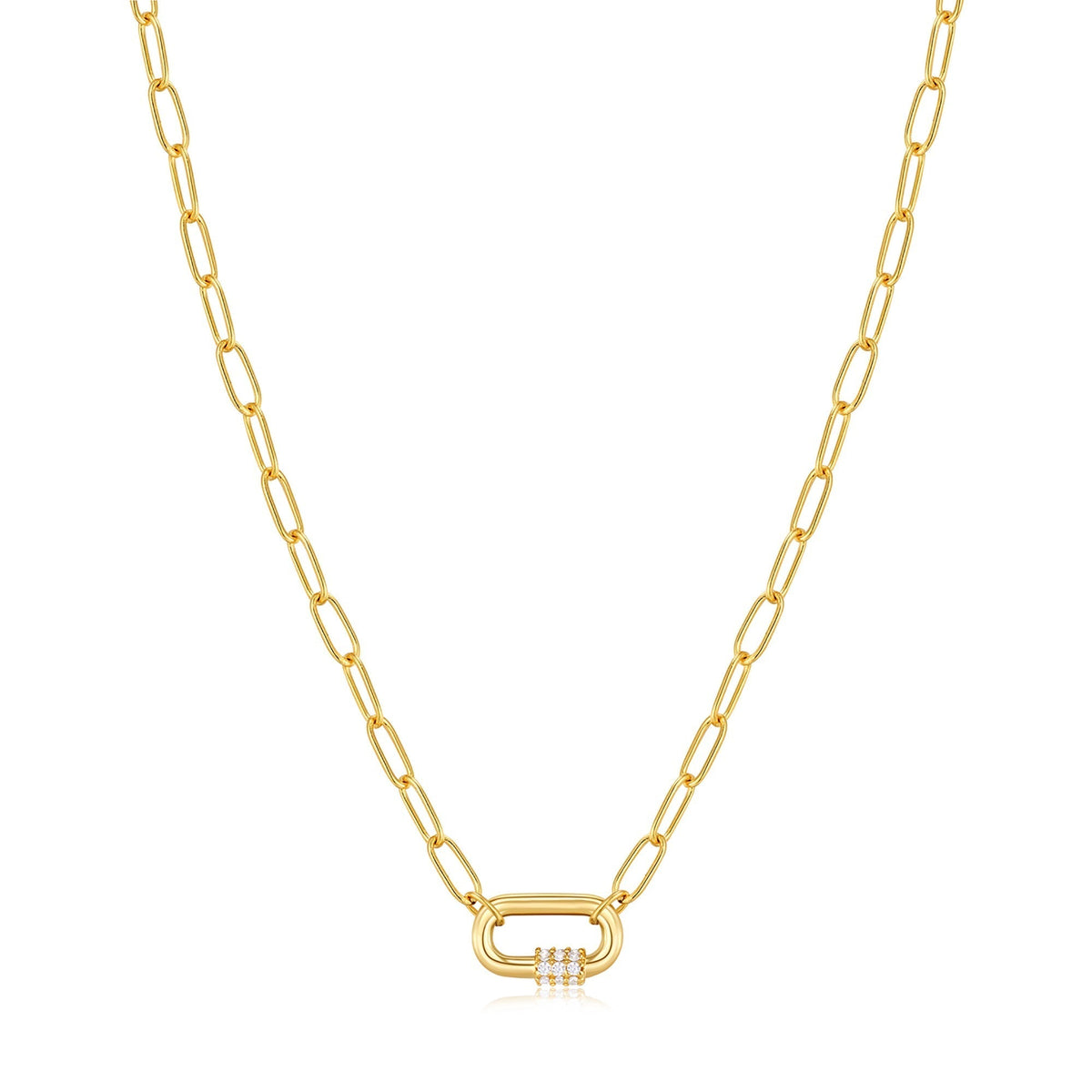 Ania Haie Neon Blue Enamel Carabiner Gold Necklace