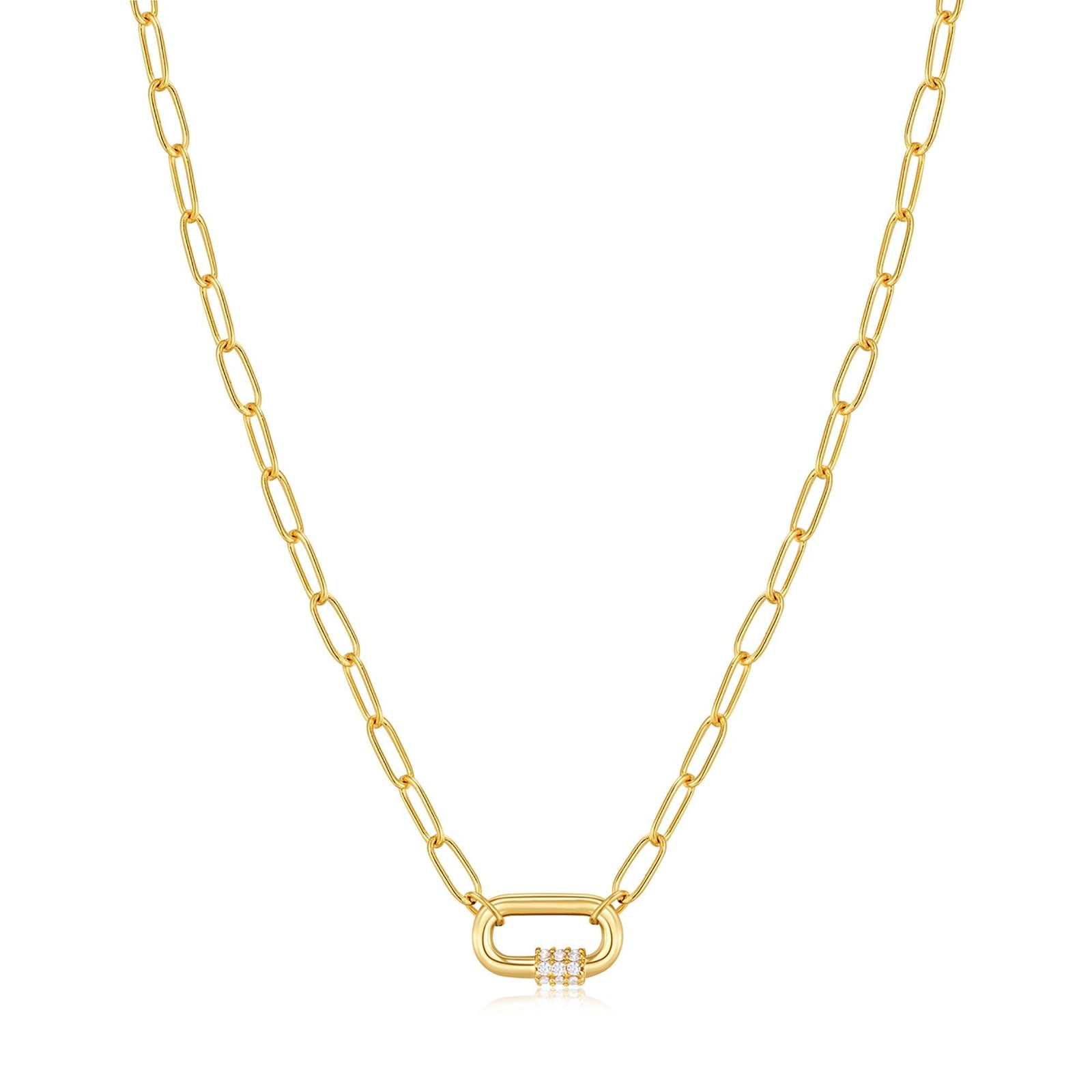 Ania Haie Neon Blue Enamel Carabiner Gold Necklace
