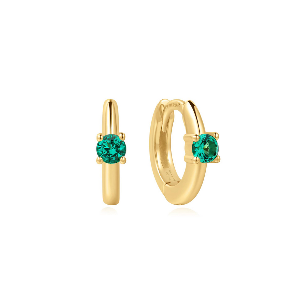 Ania Haie Gold Green Huggie Hoop Earrings