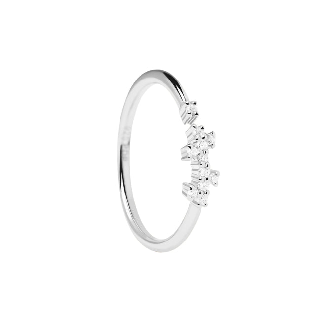 PDPAOLA Dainty Sterling Silver Ring with White Zirconia