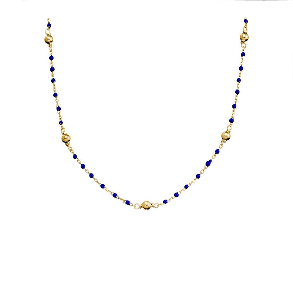 Yellow Gold Plated Short Enamel Necklace