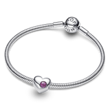 Pandora Engravable Purple Stone Heart Charm