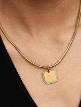 Engravable square sterling silver pendant with clear cubic zirconia