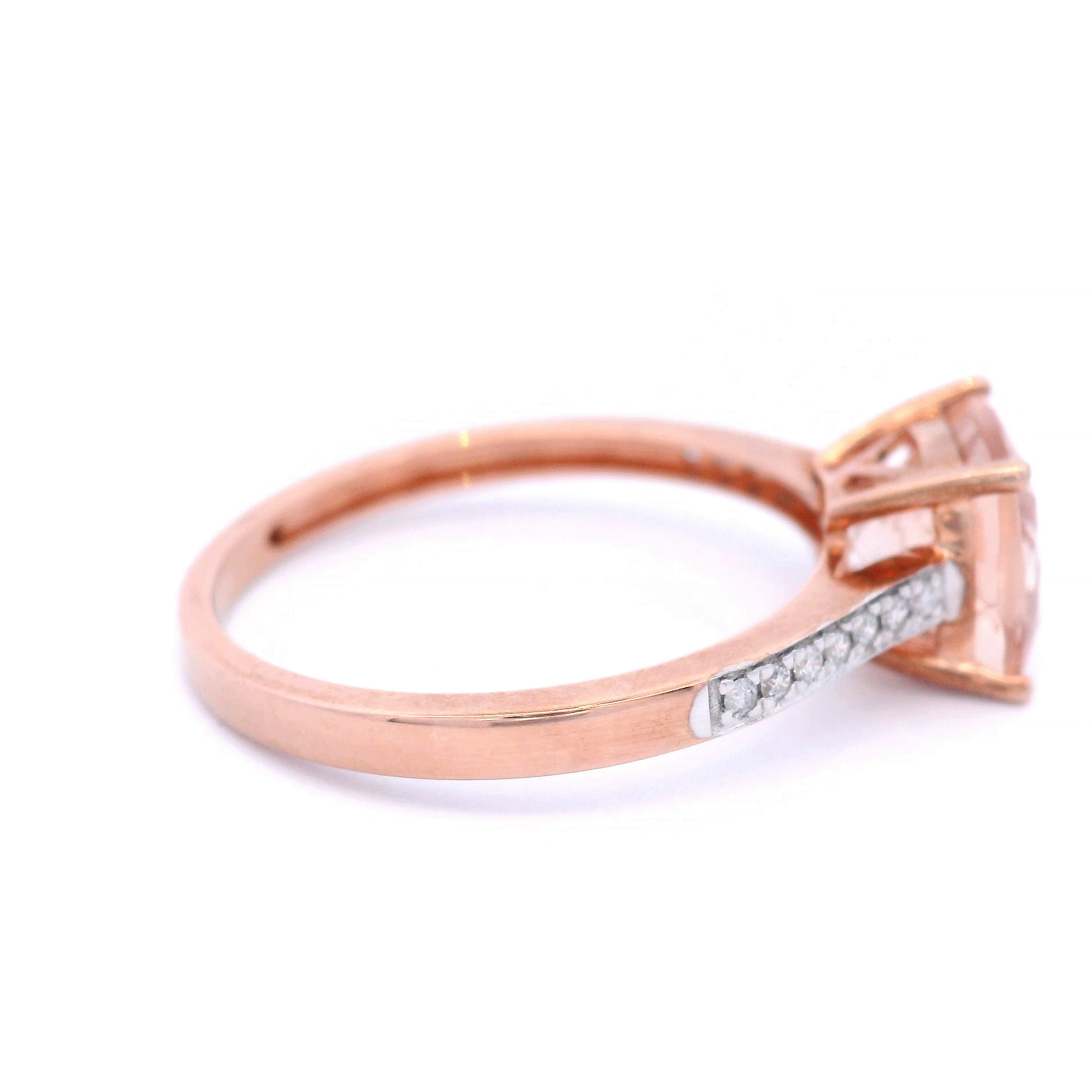 9 Carat Rose Gold Dress Ring Morganite and Diamond Ring