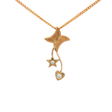 Yellow Gold Charm Necklace with Round Cut Diamonds