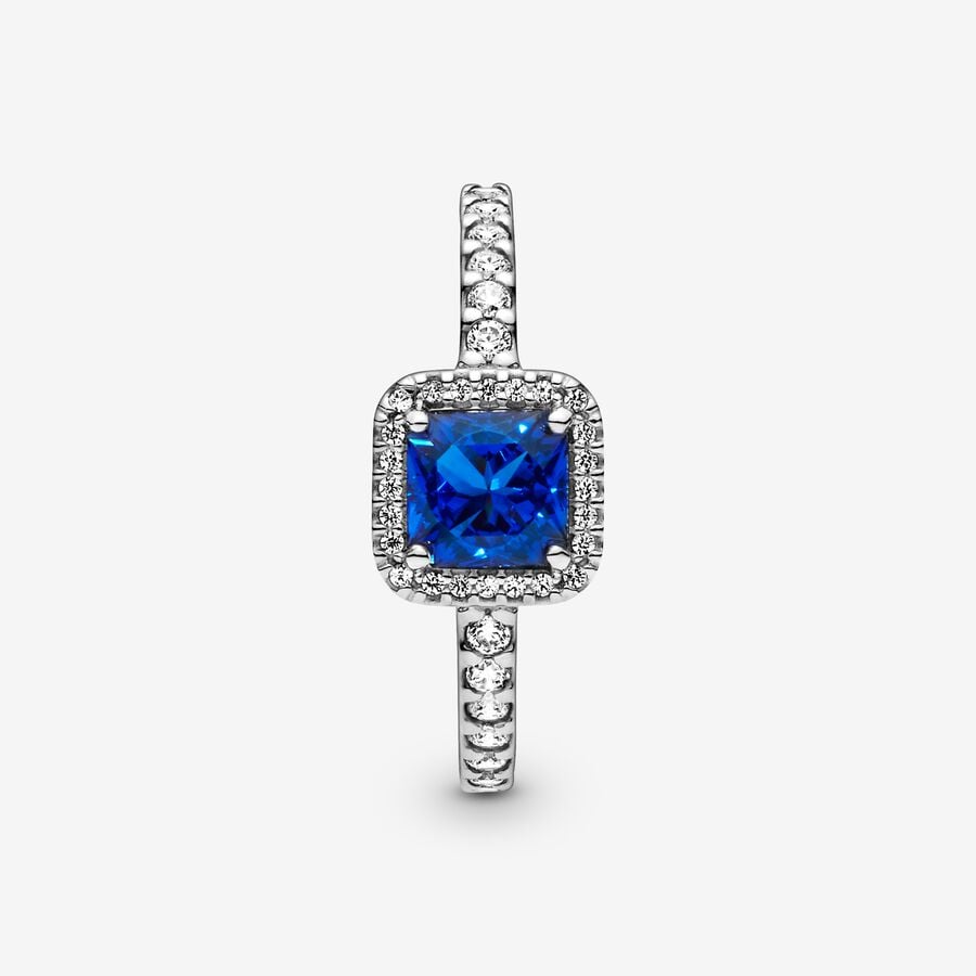 Blue Timeless Elegance Silver Ring w Blue Crystal & CZ