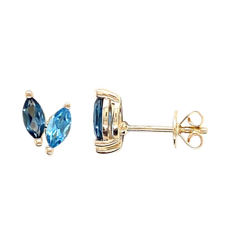 London Blue Topaz and Blue Topaz Earrings in Yellow Gold
