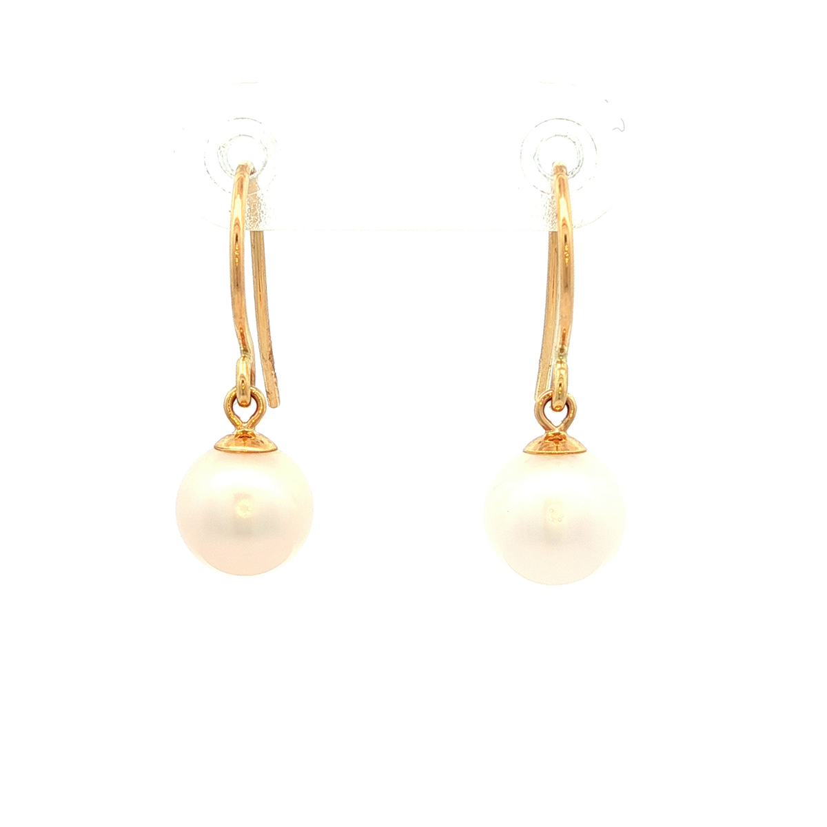 White Velvet Hook Earrings in Yellow Gold