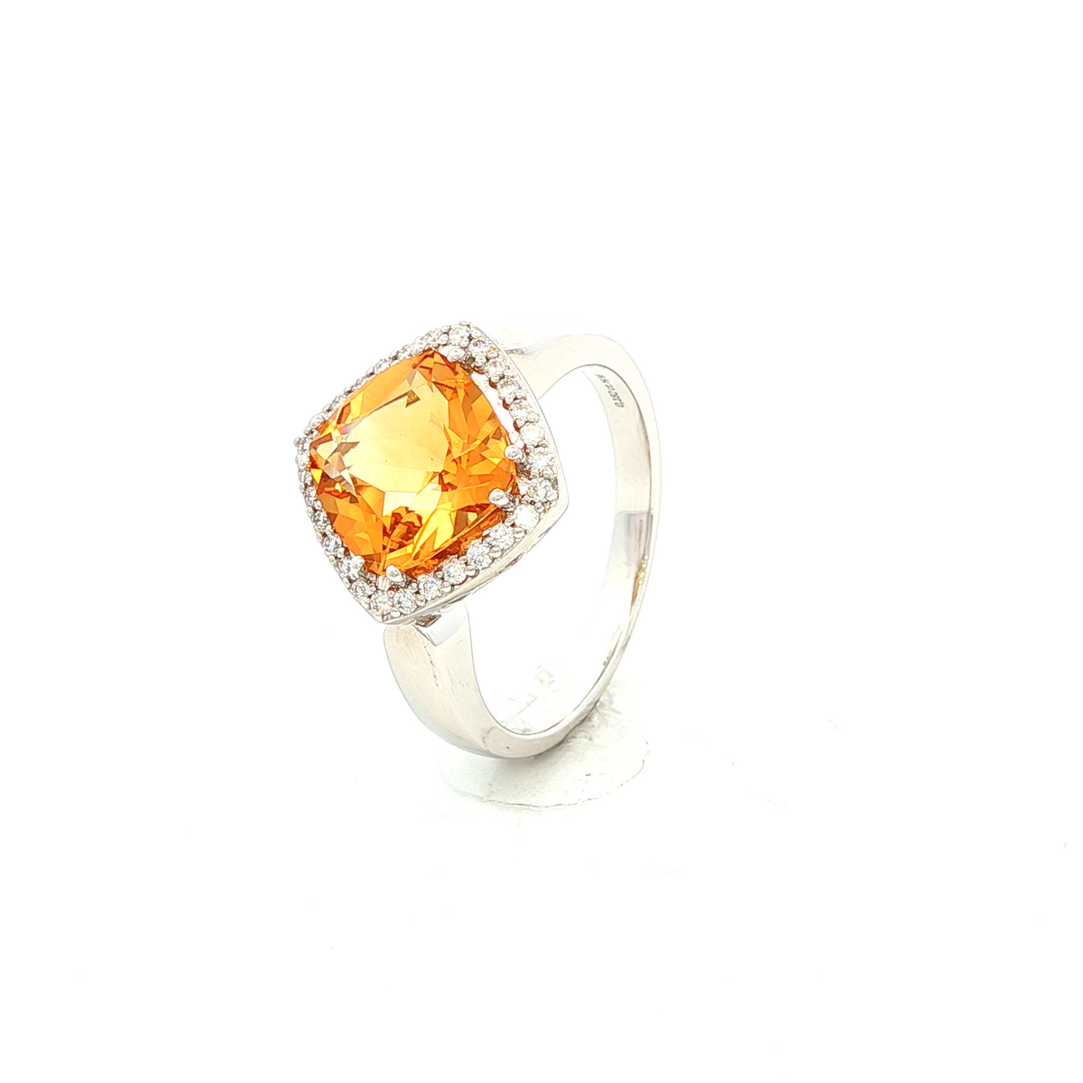 Citrine and Diamond Ring in White Gold